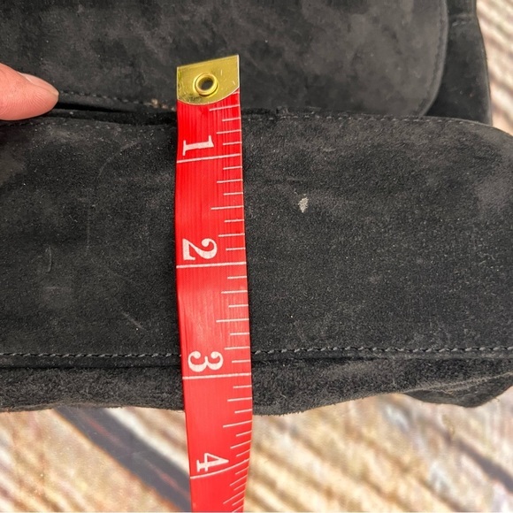 Americana by Sharif Black Suede & Calf Hair flap satchel crossbody Bag - Picture 8 of 11